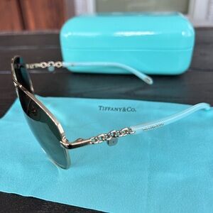 Tiffany & Co. Silver Frame Sunglasses with Blue Accents